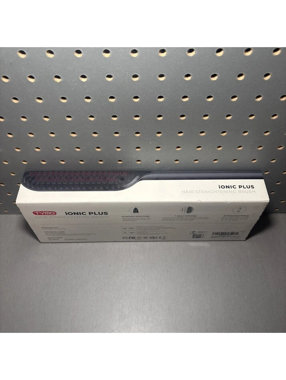 TYMO Ionic Plus Hair Straightening Brush Black Red Open Box